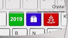  Presentation with new year - PPT layouts consisting of keyboard with new year keys background and a light gray colored foreground