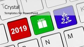  Presentation with candles for 2020 new year - PPT theme enhanced with keyboard with new year keys background and a white colored foreground