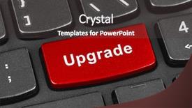  Presentation with notebook - Cool new PPT theme with keyboard with upgrade key - technology backdrop and a dark gray colored foreground