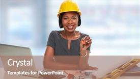  Presentation with realtor - Audience pleasing PPT theme consisting of keychain - african-american realtor woman with key backdrop and a coral colored foreground