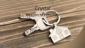 Presentation with house key - PPT layouts with keychain with house symbol background and a coral colored foreground