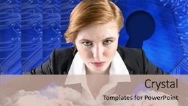  Presentation with cloud security - Presentation design having keyhole graphic on blue background and a soft green colored foreground