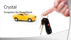 Presentation with emissions no car carbon dioxide - Amazing PPT theme having keyless lock - car keys and car backdrop and a white colored foreground
