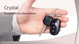  Presentation with car key - Beautiful presentation theme featuring keyless lock - hand giving a car key backdrop and a lemonade colored foreground