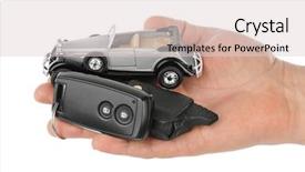 Presentation with waiter hand in white glove - PPT layouts having keyless lock - hand with keys and car background and a lemonade colored foreground