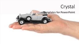 Presentation with retro - PPT layouts consisting of keyless lock - hand with retro car isolated background and a white colored foreground