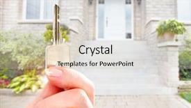  Presentation with house key - Cool new theme with keyring - hand with house key backdrop and a soft green colored foreground