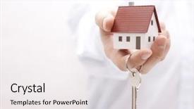  Presentation with house key - Slides consisting of keyring - house key in hand background and a white colored foreground