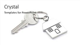  Presentation with house key - Amazing slide set having keyring - house key with clipping path backdrop and a white colored foreground