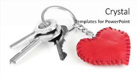  Presentation with blank whiteboard isolated on white - Cool new PPT layouts with keyring - key with leather trinket isolated backdrop and a white colored foreground