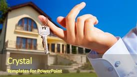  Presentation with real estate lending - Presentation design having keys - house out of focus background and a tawny brown colored foreground