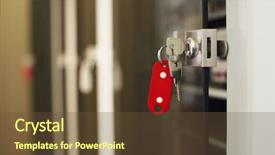  Presentation with door lock system - Presentation theme consisting of keys hanging on the door background and a tawny brown colored foreground