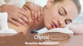  Presentation with masseur doing massage spa - Slide deck with keys health - masseur doing massage on woman background and a  colored foreground