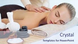  Presentation with masseur doing massage spa - Slide deck consisting of keys health - masseur doing massage on woman background and a sky blue colored foreground