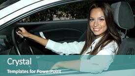  Presentation with woman car driver map - Presentation theme having keys hiring - beautiful young woman in car background and a teal colored foreground