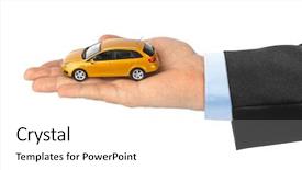  Presentation with waiter hand in white glove - Colorful PPT theme enhanced with keys hiring - hand with car isolated backdrop and a white colored foreground