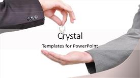  Presentation with key - Slide deck consisting of keys hiring - two businessmen hands background and a  colored foreground