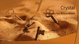  Presentation with lost - Presentation design featuring keys lost in sand background and a gold colored foreground