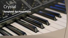  Presentation with musical instrument - Cool new PPT layouts with keys-of-a-musical-synth backdrop and a dark gray colored foreground