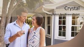  Presentation with new parents at home baby - Colorful slide set enhanced with keys standing outside new home backdrop and a coral colored foreground