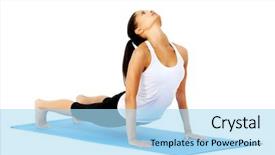  Presentation with flexible - Cool new presentation with keyword energy - flexible yoga woman does upward backdrop and a light blue colored foreground