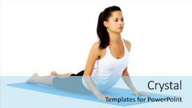  Presentation with latino - Cool new presentation theme with keyword energy - healthy latino yoga woman does backdrop and a light blue colored foreground