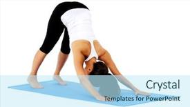  Presentation with health woman running female runner - PPT theme with keyword energy - healthy yoga stretching woman does background and a cool aqua colored foreground