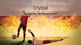  Presentation with football plays - Presentation theme featuring keyword fire - football players tackling background and a coral colored foreground