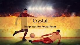  Presentation with football plays - Colorful slide set enhanced with keyword fire - football players tackling backdrop and a  colored foreground
