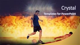  Presentation with football plays - Amazing presentation theme having keyword fire - football players tackling backdrop and a  colored foreground