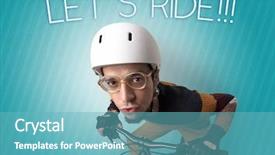  Presentation with cyclist - Colorful presentation theme enhanced with keywordbike - kooky young guy backdrop and a seafoam green colored foreground