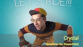  Presentation with cyclist - Presentation theme featuring keywordbike - kooky young guy background and a tawny brown colored foreground