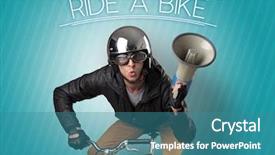  Presentation with cyclist - Slide set featuring keywordbike - kooky young guy background and a teal colored foreground
