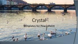  Presentation with czech republic - Presentation design consisting of keywordbridges - sunset view of swans background and a  colored foreground