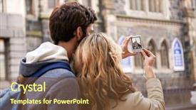  Presentation with old fashioned photo album - PPT layouts featuring keywordchurch - tourist couple taking photo background and a tawny brown colored foreground