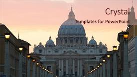  Presentation with vatican - Cool new PPT theme with keywordchurch - view on illuminated lampposts leading backdrop and a lemonade colored foreground
