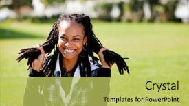  Presentation with african american students - Cool new presentation design with keywordethnic students - young african american woman having backdrop and a yellow colored foreground