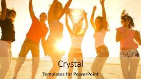  Presentation with sunset at venice beach palm - Colorful presentation theme enhanced with keywordjoy - silhouette of people dancing backdrop and a yellow colored foreground