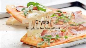  Presentation with pizza - Presentation theme with keywordjunk food - slice of pizza lifted up background and a  colored foreground
