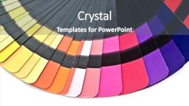  Presentation with color spectrum - Audience pleasing PPT theme consisting of keywordrainbow - color guide spectrum swatch samples backdrop and a  colored foreground