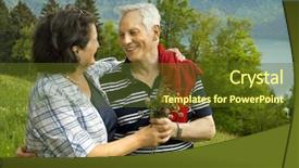  Presentation with married couple - Beautiful presentation design featuring keywordretirement - attractive married mature couple enjoying backdrop and a  colored foreground