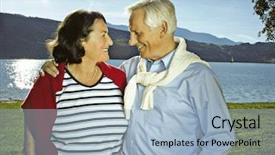  Presentation with married couple - Amazing theme having keywordretirement - attractive married mature couple backdrop and a  colored foreground