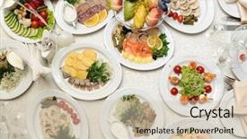  Presentation with restaurant - Audience pleasing PPT layouts consisting of keywordtraditional - set of food prepared backdrop and a  colored foreground