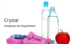  Presentation with water bottle - PPT theme featuring keywordwater - blue bottle of water apple background and a  colored foreground