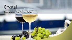  Presentation with yacht - Amazing presentation design having keywordwater - pair of wineglasses and grapes backdrop and a light blue colored foreground