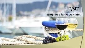  Presentation with yacht - Slide deck featuring keywordwater - pair of wineglasses and grapes background and a light blue colored foreground