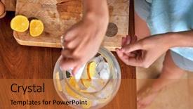  Presentation with ice - Beautiful presentation theme featuring keywordwater - woman putting ice and lemon backdrop and a red colored foreground