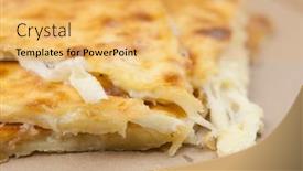  Presentation with food tortilla - Colorful PPT theme enhanced with khachapuri-eastern-traditional-food-cheese backdrop and a yellow colored foreground
