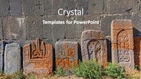  Presentation with church - Cool new slide set with landmark of syunik province armenia backdrop and a gray colored foreground