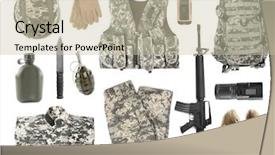  Presentation with military - Slide deck with set of military stuff background and a soft green colored foreground